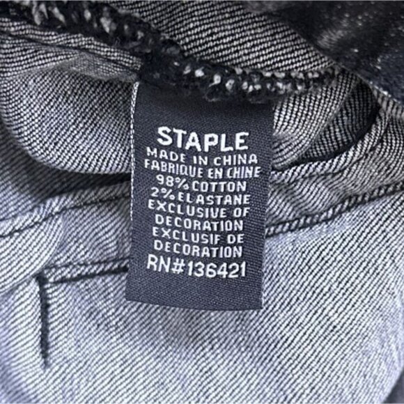 STAPLE‎ Mens XL Distressed Denim Jacket with Paint Splatter & Patchwork NWT - Picture 11 of 15